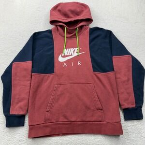 Nike Air Hoodie Mens Small Burgundy Navy Colorblock Fear of Heights Pullover